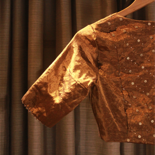 Golden Chanderi Silk Hand Embroidered Blouse