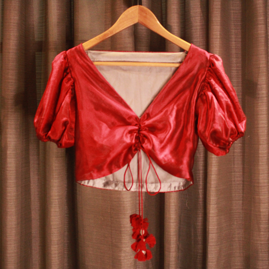 Red Chanderi Silk Blouse