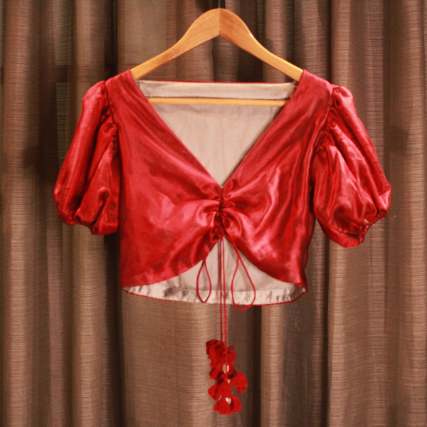 Red Chanderi Silk Blouse