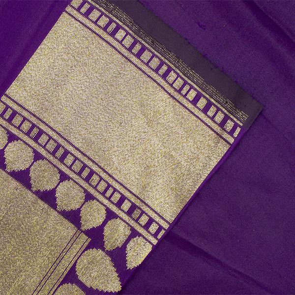 Handwoven Jamdani Banarasi Silk Sari with Floral Pattern-WIISHNIKARIDNAM0151 - Blouse View