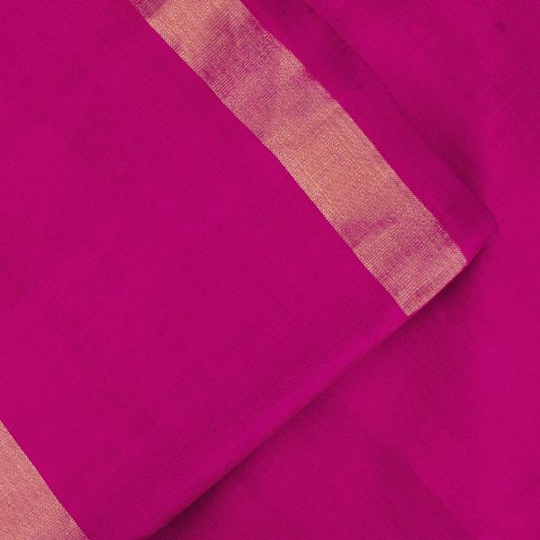 HANDWOVEN BLUE AND RANI PINK SINGLE IKAT SARI-WIIAJB287 128- blouse View