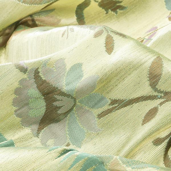  Handwoven Paithani Silk Sari with Floral Pattern-WIISHNIKARIDNAM0153 - Fabric View