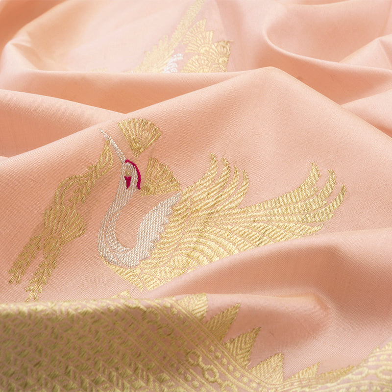 Salmon Pink Banarasi Silk Saree
