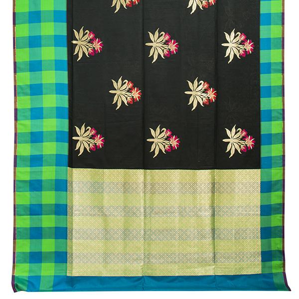 HANDWOVEN BLACK BANARASI SILK SARI-WIISHNIKARIDNAM0173- Full View