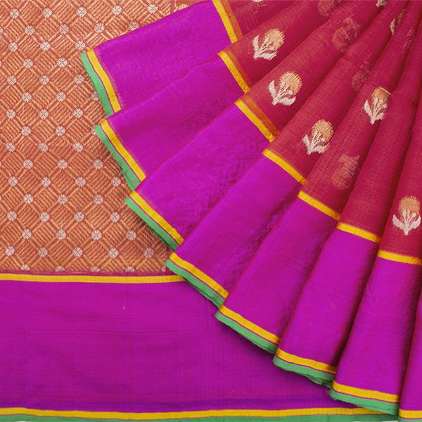 Handwoven Crimson Kota Silk Sari - WIINRM031 - Cover View