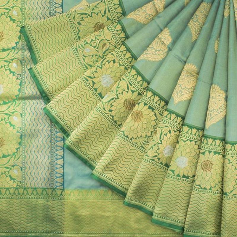 HANDWOVEN BLUE BANARASI SILK SARI-WIIBT120- Cover View