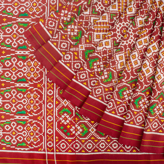White Navratna Double Ikat Patan Patola Saree