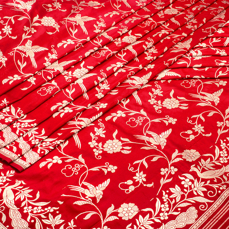 Crimson Red Banarasi Silk Saree