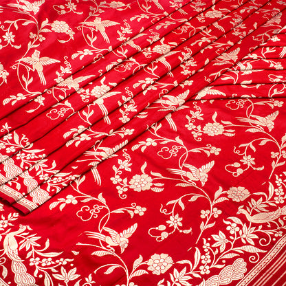 Crimson Red Banarasi Silk Saree