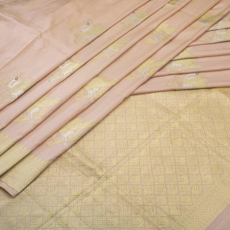 Salmon Pink Banarasi Silk Saree